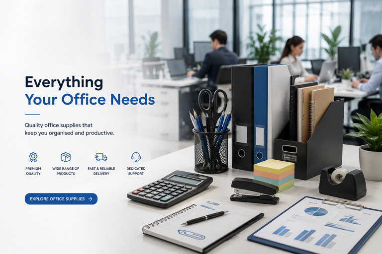 Al Bait Office Supplies Banner - Everything Your Office Needs.